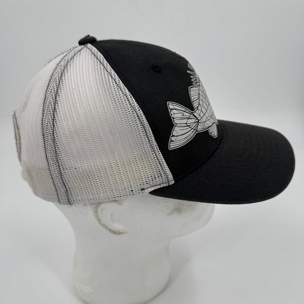 Simms Fishing Products Trucker Hat Mens OSFA Black White Bass Fish Snapback - Picture 4 of 9